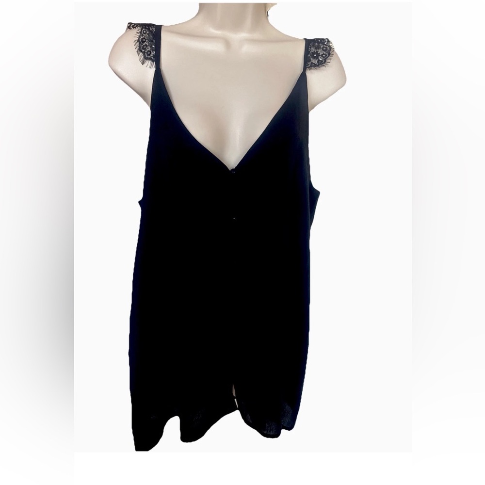 SHEIN Black Lace Trim Top Size Medium